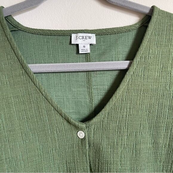 J. Crew Green Textured Twist Tie Button Top Small - Picture 4 of 8
